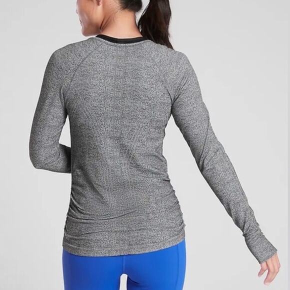 Athleta Marled Gray Speedlight Seamless Long Sleeve Top Sz M - Picture 8 of 10